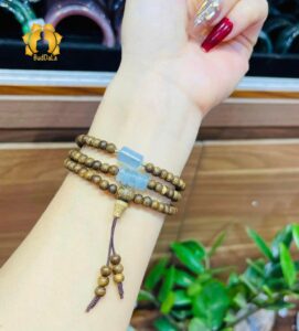 Vòng Trầm hương 108 hạt rừng Việt Nam mix lu thống + ngũ điếu dòng đá tự nhiên